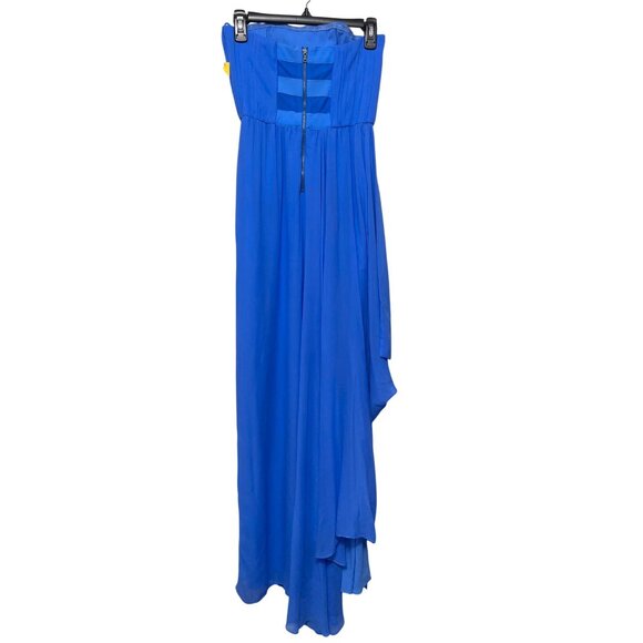 Alice + Olivia Silk Strapless Maxi Dress with Pleated Bodice & Draped Skirt 2 - Picture 4 of 11